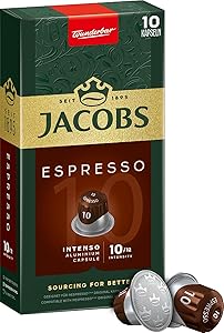 JACOBS – Espresso 10 Intenso – Yüksek Yoğunluk – Güçlü ve Yoğun – Espresso Kapsülleri – 10 alüminyum kapsül