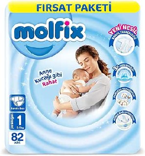 Molfix Fırsat Paketi Yenidoğan 1 Beden Bebek Bezi (1 x 82 Adet), Beyaz