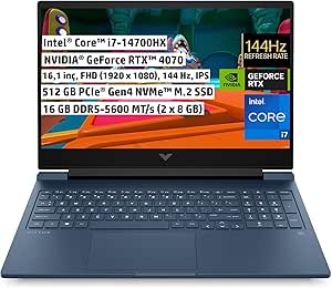 HP Victus Gaming Dizüstü Bilgisayar, 16,1 inç 144 Hz FHD IPS, Intel Core i7-14700HX, 16GB DDR5 Ram, NVIDIA GeForce RTX 4070 DLSS 3, 512 GB SSD, FreeDos, Performans Mavi, 9J227EA