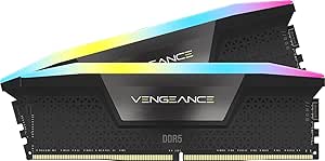 Corsair VENGEANCE RGB DDR5 RAM 32GB (2x16GB) 7200MHz CL34 Intel XMP iCUE Uyumlu Bilgisayar Belleği – Siyah (CMH32GX5M2X7200C34)