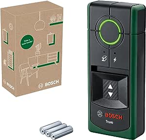 Bosch Home & Garden Truvo Duvar Dedektörü (Tek Tuşla Kolay Kullanım, Metallerin ve Akım Geçen Kabloların Tespiti, Duvarda 70mm’ye kadar çalışma maesafesi, Geri Dönüştürülmüş Malzemeden Katon Kutu)