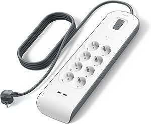 Belkin bsv804Vf2M Akım Korumalı Uzatma Priz,8 Çıkışlı Priz,2,4A Çıkışlı iki (2) adet USB Bağlantı Noktası ,2M, 2×2.4A USB Girişi