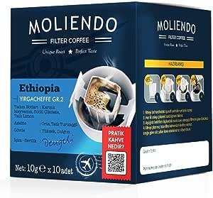 Moliendo Finest Coffee Ethiopia Yirgacheffe Pratik Filtre Kahve 10×10 g