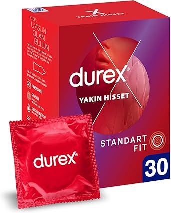 Durex Yakın Hisset İnce Prezervatif 30’lu, Standart Fit
