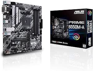 ASUS Prime B550M-A AMD B550 Am4 DDR4 4400 Hdmı Dvı Vga Çift M2 Usb3.2 ARgb mATX Pcıe 4.0 ecc ram desteği Anakart