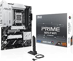 ASUS PRIME X870-P WIFI AMD X870 AM5 DDR5 8000 HDMI 2xUSB4 4x M2 USB3.2 WiFi 7 + BT AURA RGB 2.5Gbit LAN ATX 14+2+1(80A) Güç Aşamaları, Çift USB4, Gelişmiş AI Bilgisayarları için Hazır Anakart