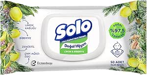 SOLO Doğal Hijyen Limon & Biberiye Islak Mendil, 12’li, 600 Yaprak