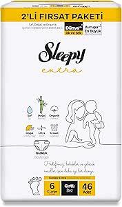 Sleepy Extra Günlük Aktivite 2’li Fırsat Paketi Bebek Bezi 6 Numara Xlarge 46 Adet