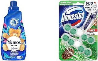 Yumoş Extra Lilyum 60 Yıkama Konsantre Çamaşır Yumuşatıcısı (1 x 1440 ml)(1) Domestos WC Blok 5’li Güç Çam Ferahlığı 600 Sifona Kadar Güçlü Temizlik 110 gr İkili Paket(3)