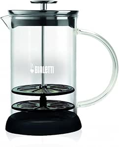Bialetti – Süt Köpürtücü – 330mL – Borosilikat Cam Gövde – Paslanmaz Çelik Kapak – Çift Diskli Çırpıcı Kapak – Mikrodalgada Kullanıma Uygun – Bulaşık Makinesinde Yıkanabilir