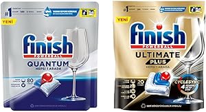 Finish Quantum 80 Kapsül + Finish Ultimate Plus 20 Kapsül Bulaşık Makinesi Tableti