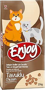 Enjoy Kuru Kedi Maması, Tavuklu, Yetişkin, 15 Kg Kahverengi