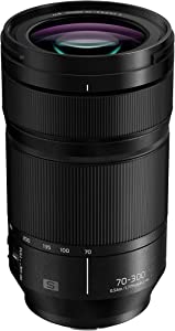 Panasonic S-R70300E LUMIX S Teleobjektif (70-300mm, L-Mount objektif, F4.5-5.6, Makro, O.I.S., filtre boyutu 77 mm) siyah