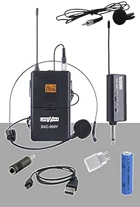 Lastvoice SXC-999Y Şarjlı Telsiz Kablosuz Headset Yaka Mikrofonu (UHF Sabit Kanal)