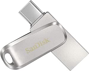 SanDisk Ultra Dual Drive Luxe USB Type-C Sürücü Akıllı Telefon Bellek 32 GB (Mobil Bellek, USB 3.2 Gen 1, Döner Tasarım, 150 MB/s Okuma, USB Sürücü, Otomatik Yedekleme)