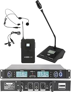 Hepa Merz HM-222HM Dijital UHF 2’li Üst Kalite Kablosuz Yaka Headset ve Masa Mikrofonu Telsiz Mikrofon