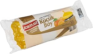 Koroplast Mandarin Kokulu Küçük Boy Çöp Poşeti 30’lu 40×50 cm, Sızdırmaz ve Yırtılmaz, Kötü Koku Karşıtı Kokulu Küçük Boy Çöp Torbası, Geri Dönüştürülebilir Atık Torbası, Güçlü ve Dayanıklı Çöp Poşeti