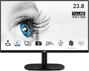 MSI PRO MP245V 24″ Flat 1920X1080 (FHD) 23.8 VA 100 Hz 1 ms Anti-Glare Monitör, Siyah