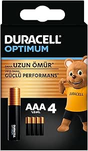 Duracell Optimum AAA İnce Kalem Alkalin Pil, 4’lü Paket, 1.5V, Saklama Paketi – LR03 MX2400