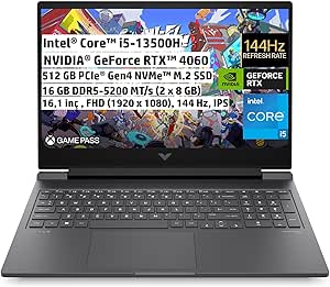 HP Victus Gaming Dizüstü Bilgisayar, 16,1 inç 144 Hz FHD IPS, Intel Core i5-13500H, 16GB Ram, NVIDIA GeForce RTX 4060 DLSS 3, 512 GB SSD, FreeDos, 7P645EA