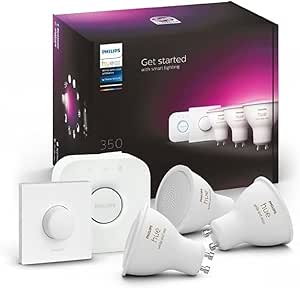 Philips HueWCA 4.3W Renkli Akıllı Led Ampul Başlangıç Seti 3’lü, Akıllı Butonlu, GU10 Spot, Bluetooth Özellikli