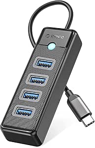 ORICO Type-C to USB-A 3.0 4 Portlu Ultra Slim USB Çoklayıcı Hub Siyah