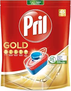Pril Gold Yanmış Kirler için 45 Tablet Bulaşık Makinesi Deterjanı Tableti 1 x 45 tablet , Gold 45 Tablet