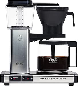 Moccamaster Select Filtre Kahve Makinesi Cam Potlu, 1.25 L Kapasite, Parlak Gümüş, 1520W