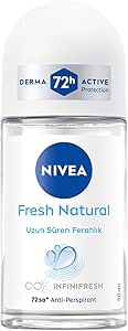 NIVEA Kadın Roll On Deodorant Fresh Natural 50 ml, 72 Saat Anti-Perspirant Koruma,Okyanus Özleri,Alkolsüz