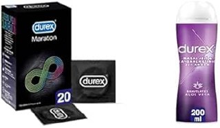 Durex Maraton Geciktiricili Prezervatif 20’li 1 x 20 Adet +Durex Aloe Vera 2’si 1 Arada Kayganlaştırıcı & Masaj Jeli 200 ml, 20’li + 200 ML, Geciktiricili Prezervatif + Aloe Vera Kayganlaştırıcı