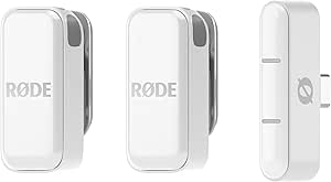 RØDE Wireless Micro – Akıllı Telefon ve Bilgisayar Uyumlu Kompakt Kablosuz Mikrofon seti, Şarj Kutulu, İki verici, Bir alıcı, USB-C, Beyaz