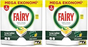 Fairy Hepsi Bir Arada Bulaşık Makinesi Deterjanı Kapsülü/Tableti 100 Yıkama Limon Kokulu 2li paket
