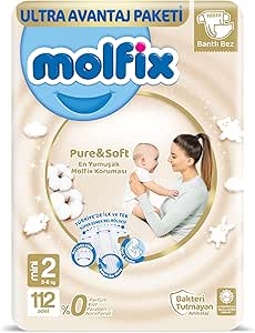 Molfix Bebek Bezi Pure&Soft Mini 2 Beden Aylık Paket 112 Adet