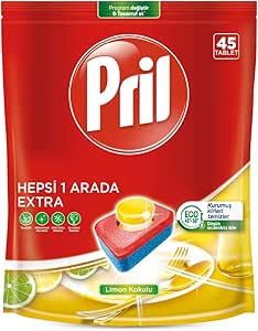 Pril Hepsi Bir Arada Extra Tablet Bulaşık Deterjanı 45 Yıkama (1 x 45 tablet)