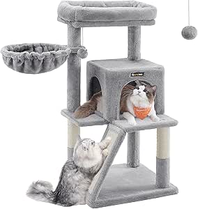 Feandrea Tırmalama Tahtası, Geniş Platformlu Kedi Ağacı, Açık Gri PCT51W