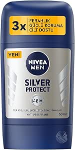 NIVEA MEN Erkek Stick Deodorant Silver Protect 50 ml, Ter ve Ter Kokusna Karşı 48 Saat Anti-perspirant Koruma