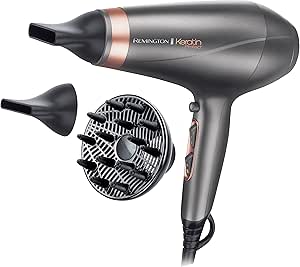 Remington İyonlu Saç Kurutma Makinesi Keratin Protect, 2200W, 150km/s, 3 şekillendirme başlığı, keratin ve badem yağı ile zenginleştirilmiş, iyon bakımı ve kabarma önleyici AC8820