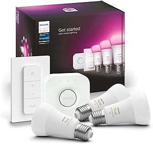 Philips HueWCA 9-75W Renkli Akıllı Başlangıç Seti 3’lü Kumandalı E27 Bluetooth Özellikli