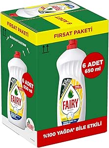 Fairy Orijinal Sıvı Bulaşık Deterjanı 3900 ml Limon Kokulu (650 ml x 6)