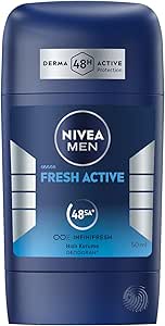 NIVEA Men Erkek Stick Deodorant Fresh Active 50 ml, Ter ve Ter Kokusuna Karşı 48 Saat Deodorant Koruması, Okyanus Özleri