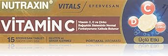 Nutraxin Vitamin C-D-Zinc 15 Efervesan Tablet Takviye Edici Gıda