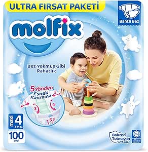 Molfix Maxi 4 Beden Aylık Bebek Bezi (1 x 100 Adet)