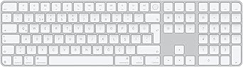 Apple Touch ID özellikli ve Sayısal Tuş Takımlı Magic Keyboard: Bluetooth, şarj edilebilir. Apple çipe sahip Mac bilgisayarlarla çalışır; Türkçe F Klavye, Beyaz tuşlar (USB-C)