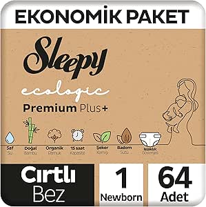Sleepy Ecologic Ekonomik Paket Bebek Bezi 1 Numara Yenidoğan 64 Adet