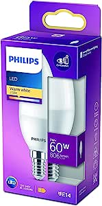 Philips LED 60W B38 E14 Mum Tipi Sarı Işık Dim Edilmez Ampul Tekli Paket