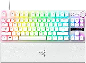 Razer Huntsman V3 Pro Tenkeyless – TKL Analog Optik Espor PC Klavyesi – Razer Snap Tap & Hızlı Ateş (Hızlı basınçlandırma, 2 Özel Tuşlu Çok İşlevli Tekerlek) QWERTY ABD Düzeni | Beyaz