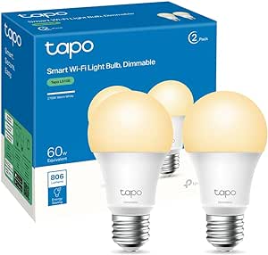 Tapo TP-Link L510E(2-pack), Ayarlanabilir Akıllı Wi-Fi Ampulü, 806 Lümen, E27 Duy, 8,3W, Enerji tasarrufu, Amazon Alexa ve Google Home ile çalışır, Kısılabilir Yumuşak Sıcak Beyaz, Hub Gerekmez