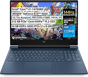 HP Victus Gaming Dizüstü Bilgisayar, 16,1 inç 144 Hz FHD IPS, Intel Core i7-14700HX, 16GB DDR5 Ram, NVIDIA GeForce RTX 4060 DLSS 3, 512 GB SSD, FreeDos, Performans Mavi, 9J247EA