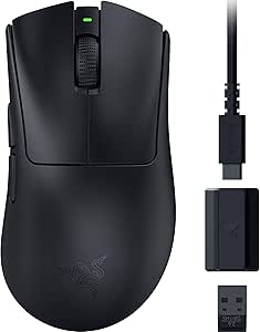 Razer DeathAdder V3 HyperSpeed – 26K DPI ile ultra hafif kablosuz ergonomik e-spor oyun faresi (55g hafif, yumuşak dokunuşlu kaplama, 100 saat pil ömrü, 8K Hz ile HyperSpeed) Siyah