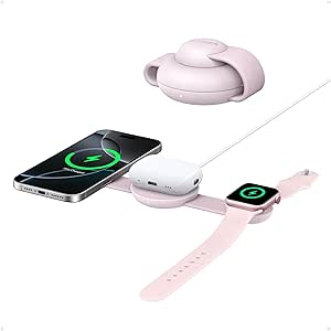Anker MagGo 3in1 Kablosuz Katlanır Şarj B25M8, Pembe